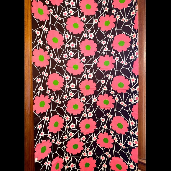 Floral Vintage Cotton Fabric - Pink, Green, Brown Motif - 2 Yards - Picture 11 of 13